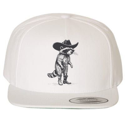 Vintage Raccoon Cowboy Cowgirl Trash Panda Western Country Wool Snapback Cap