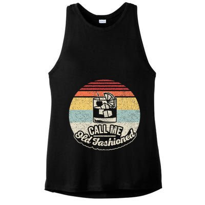 Vintage Retro Call Me Old Fashioned Whiskey Ladies PosiCharge Tri-Blend Wicking Tank