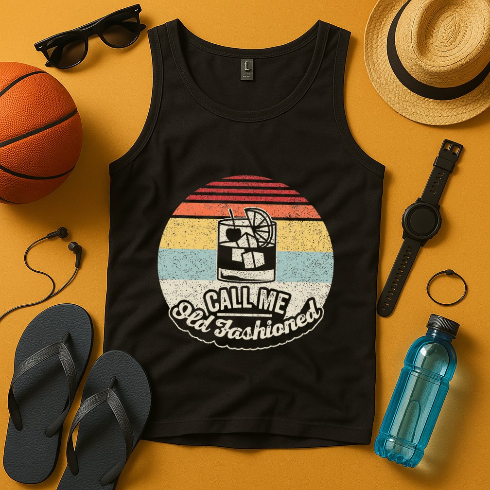 Vintage Retro Call Me Old Fashioned Whiskey Tank Top