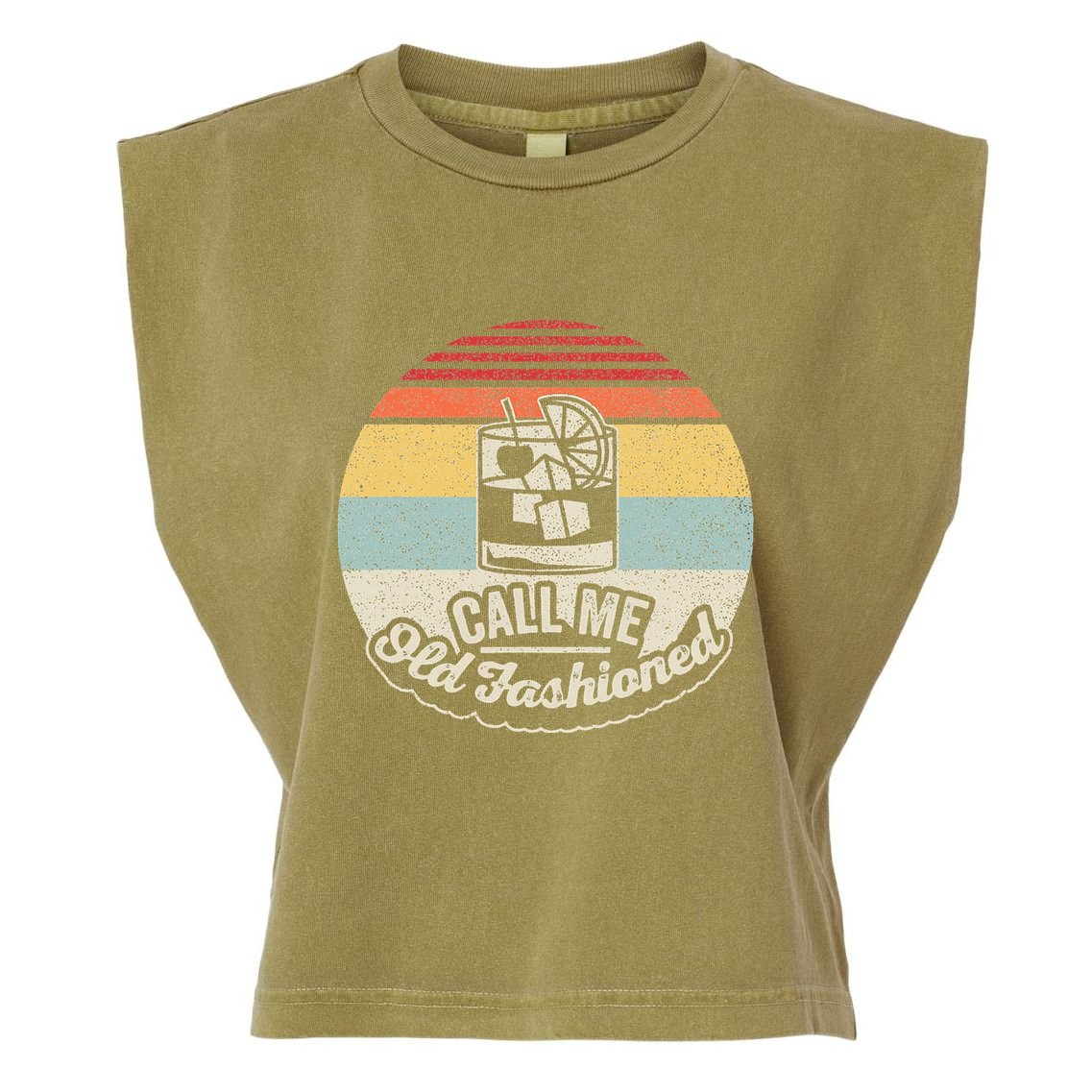 Vintage Retro Call Me Old Fashioned Whiskey Garment-Dyed Women's Muscle Tee