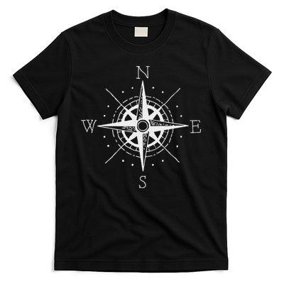 Vintage Retro Compass North South East West Sailing T-Shirt