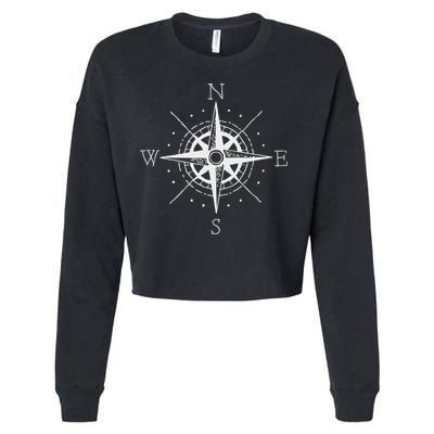 Vintage Retro Compass North South East West Sailing Cropped Pullover Crew