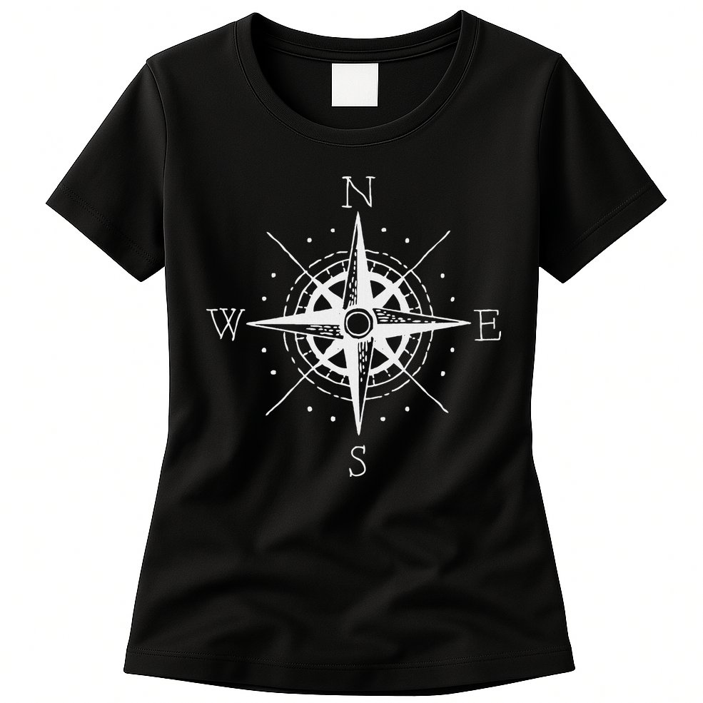 Vintage Retro Compass North South East West Sailing Womens T-Shirt