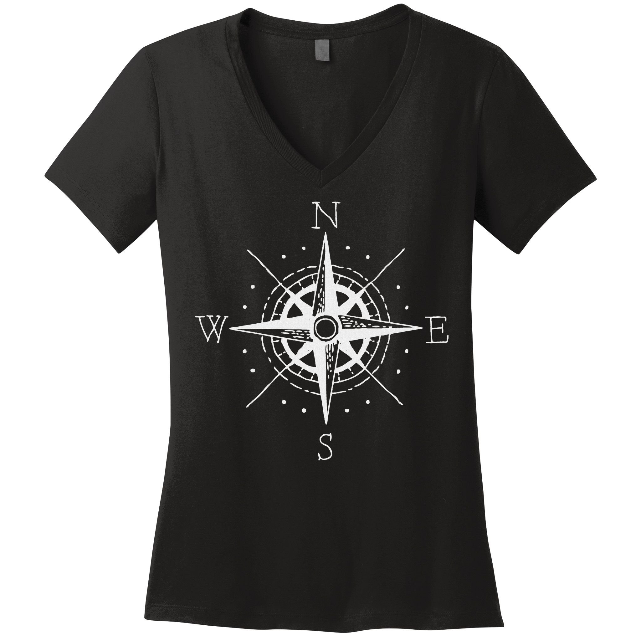 Vintage Retro Compass North South East West Sailing Women's V-Neck T-Shirt