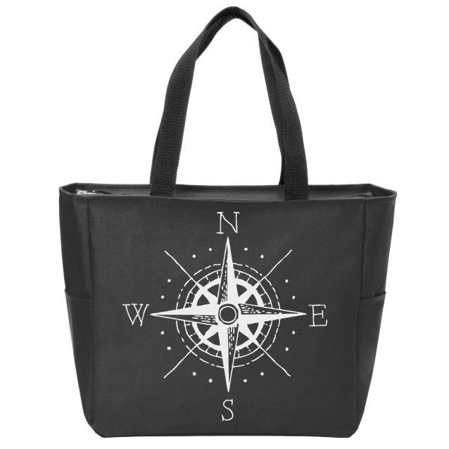 Vintage Retro Compass North South East West Sailing Zip Tote Bag