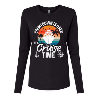 Vintage Retro Countdown Is Over It's Cruise Time Womens Cotton Relaxed Long Sleeve T-Shirt