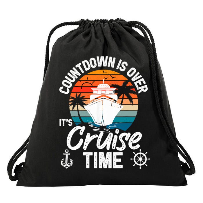 Vintage Retro Countdown Is Over It's Cruise Time Drawstring Bag