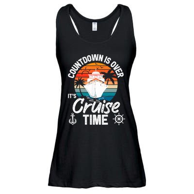 Vintage Retro Countdown Is Over It's Cruise Time Ladies Essential Flowy Tank