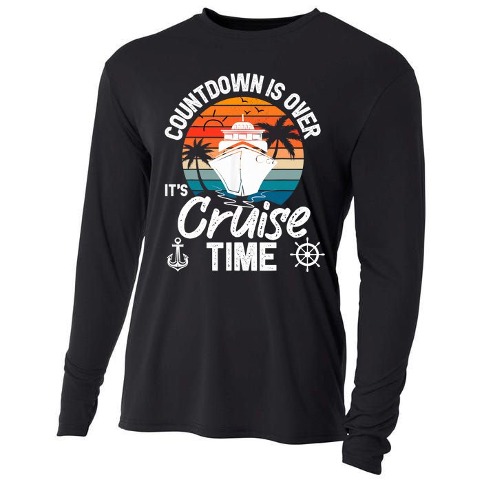 Vintage Retro Countdown Is Over It's Cruise Time Cooling Performance Long Sleeve Crew