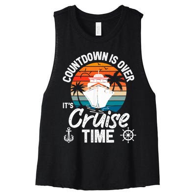 Vintage Retro Countdown Is Over It's Cruise Time Women's Racerback Cropped Tank