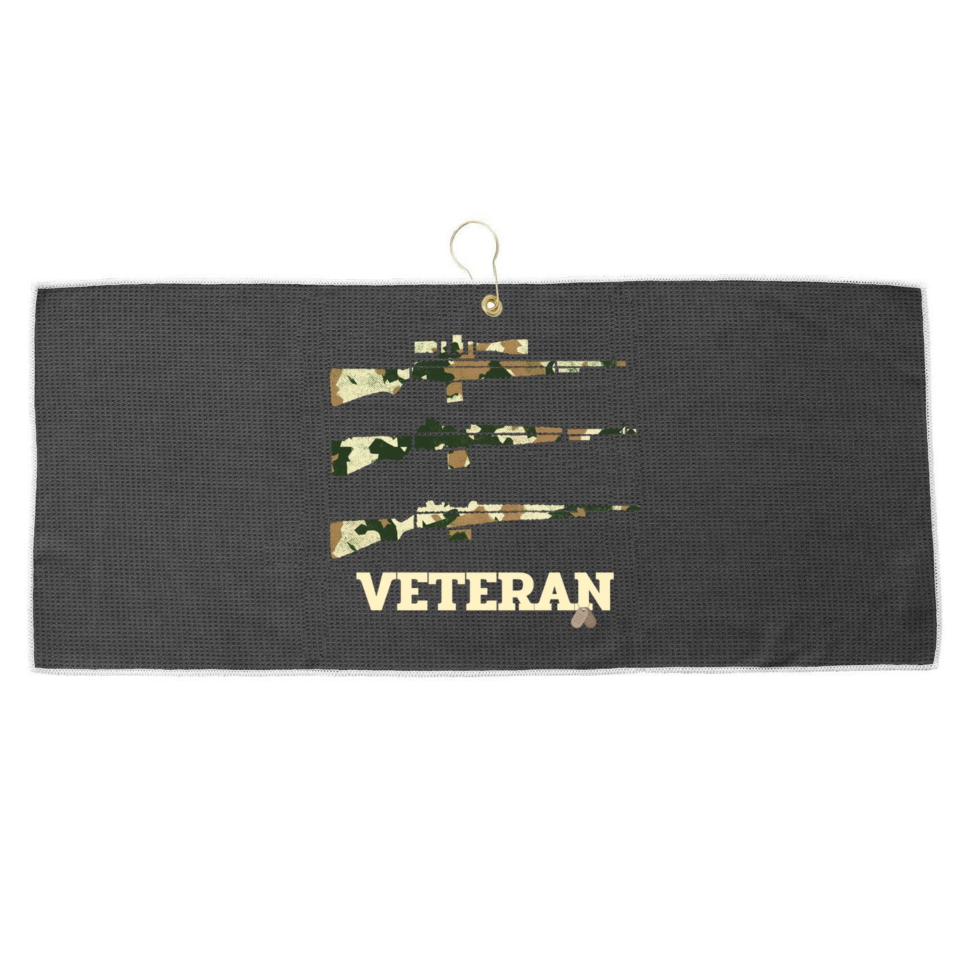 Veteran Rifle Camo Rifles Dog Tags Gift Large Microfiber Waffle Golf Towel