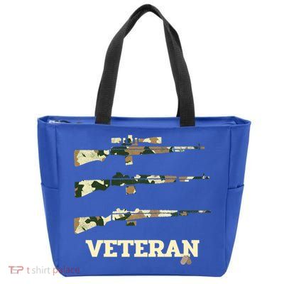 Veteran Rifle Camo Rifles Dog Tags Gift Zip Tote Bag