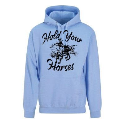 Vintage Rodeo Cow Hold Your Horses Retro Western Gift Unisex Surf Hoodie