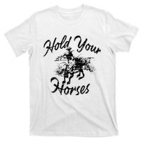 Vintage Rodeo Cow Hold Your Horses Retro Western Gift T-Shirt