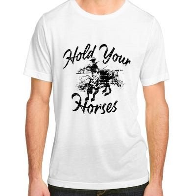 Vintage Rodeo Cow Hold Your Horses Retro Western Gift Adult ChromaSoft Performance T-Shirt