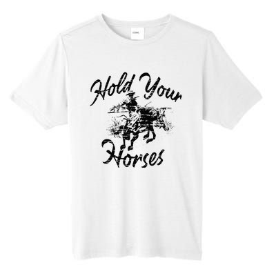 Vintage Rodeo Cow Hold Your Horses Retro Western Gift Tall Fusion ChromaSoft Performance T-Shirt