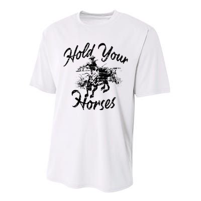 Vintage Rodeo Cow Hold Your Horses Retro Western Gift Performance Sprint T-Shirt