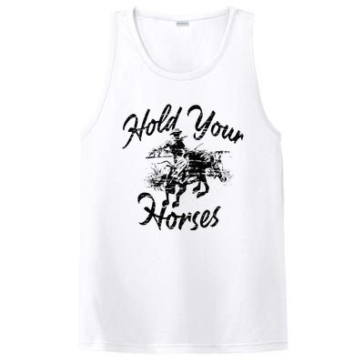 Vintage Rodeo Cow Hold Your Horses Retro Western Gift PosiCharge Competitor Tank