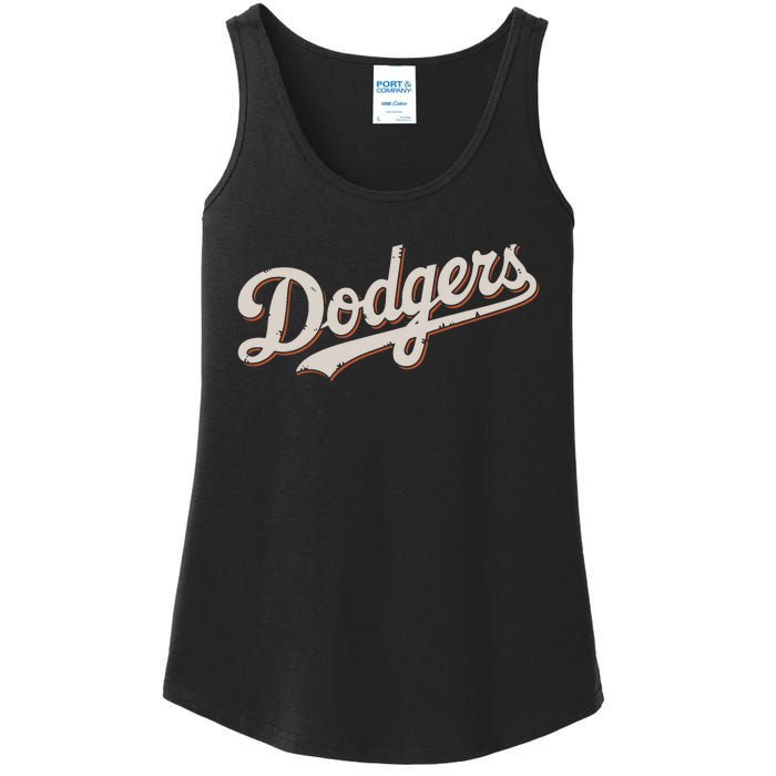 Vintage Retro Dodgers Name Style Ladies Essential Tank