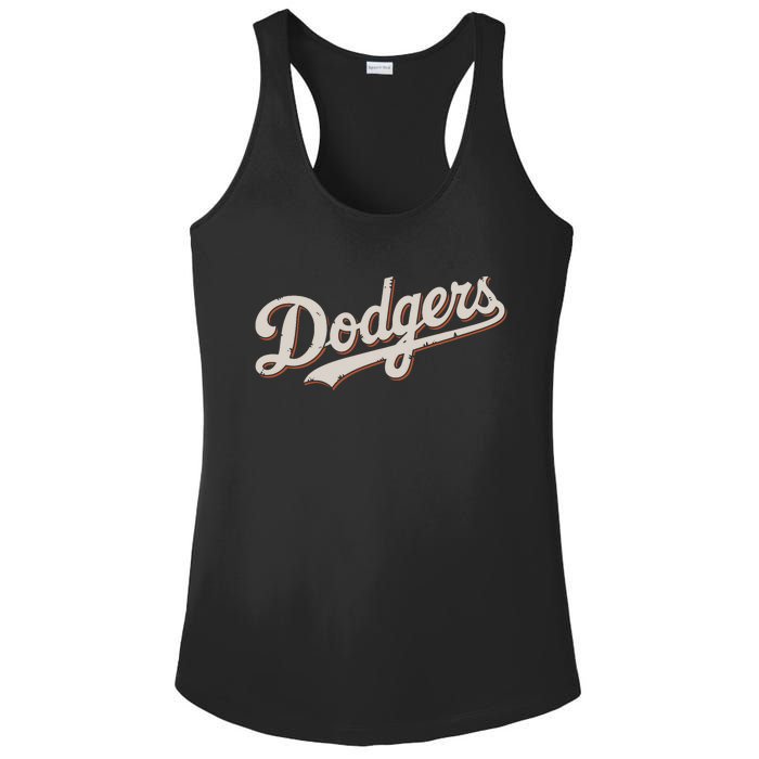 Vintage Retro Dodgers Name Style Ladies PosiCharge Competitor Racerback Tank