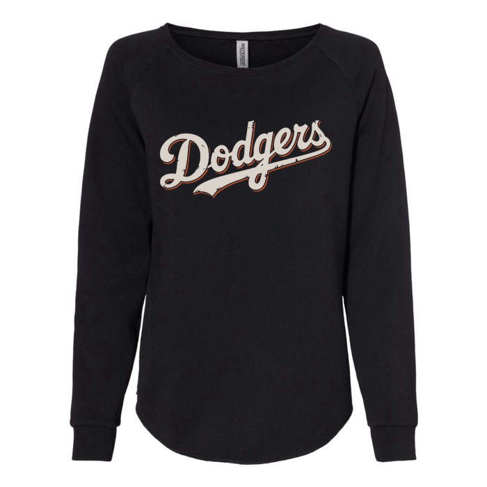 Vintage Retro Dodgers Name Style Womens California Wash Sweatshirt