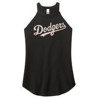 Vintage Retro Dodgers Name Style Women's Perfect Tri Rocker Tank