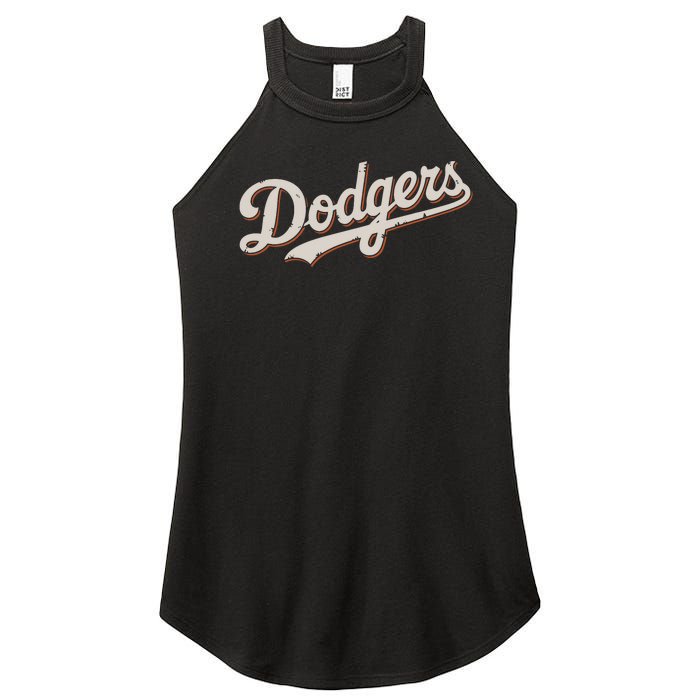 Vintage Retro Dodgers Name Style Women's Perfect Tri Rocker Tank