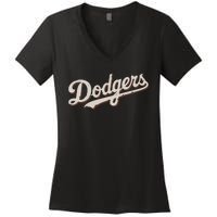 Vintage Retro Dodgers Name Style Women's V-Neck T-Shirt