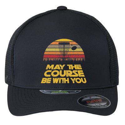 Vintage Retro Disc Golf May The Course Be With You Flexfit Unipanel Trucker Cap