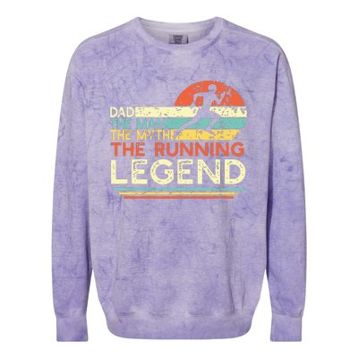 Vintage Running Dad The Man The Myth The Legend Runner Gift Colorblast Crewneck Sweatshirt