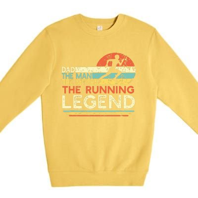 Vintage Running Dad The Man The Myth The Legend Runner Gift Premium Crewneck Sweatshirt