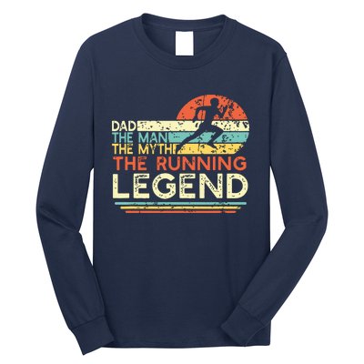 Vintage Running Dad The Man The Myth The Legend Runner Gift Long Sleeve Shirt