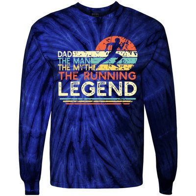 Vintage Running Dad The Man The Myth The Legend Runner Gift Tie-Dye Long Sleeve Shirt