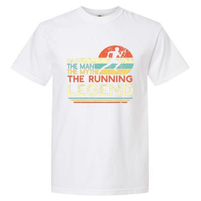 Vintage Running Dad The Man The Myth The Legend Runner Gift Garment-Dyed Heavyweight T-Shirt