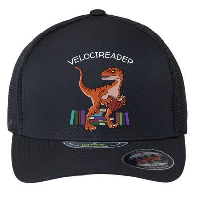 Velocireader Raptor Dinosaur Trex Bookworm Read Booklover Flexfit Unipanel Trucker Cap