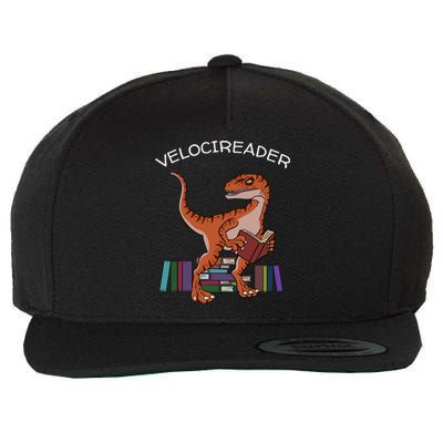 Velocireader Raptor Dinosaur Trex Bookworm Read Booklover Wool Snapback Cap