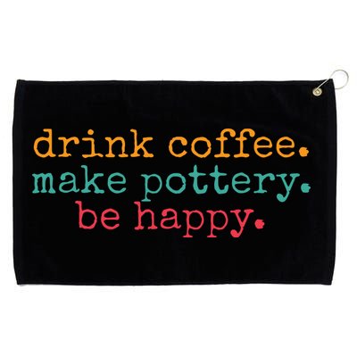 Vintage Retro Drink Coffee Make Pottery Be Happy Funny Grommeted Golf Towel