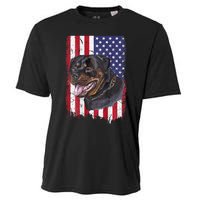 Vintage Rottweiler Dag Lover Father's Day USA American Flag Cooling Performance Crew T-Shirt