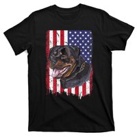 Vintage Rottweiler Dag Lover Father's Day USA American Flag T-Shirt