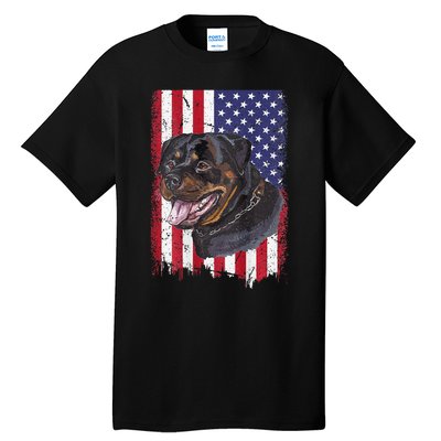 Vintage Rottweiler Dag Lover Father's Day USA American Flag Tall T-Shirt