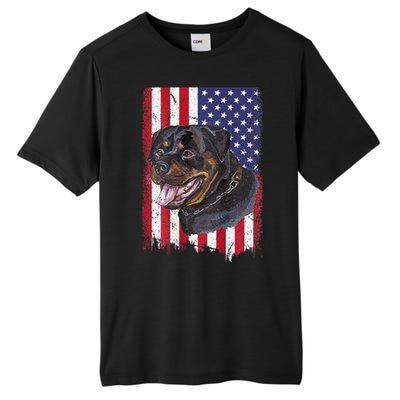 Vintage Rottweiler Dag Lover Father's Day USA American Flag Tall Fusion ChromaSoft Performance T-Shirt