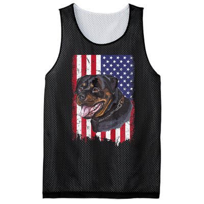 Vintage Rottweiler Dag Lover Father's Day USA American Flag Mesh Reversible Basketball Jersey Tank