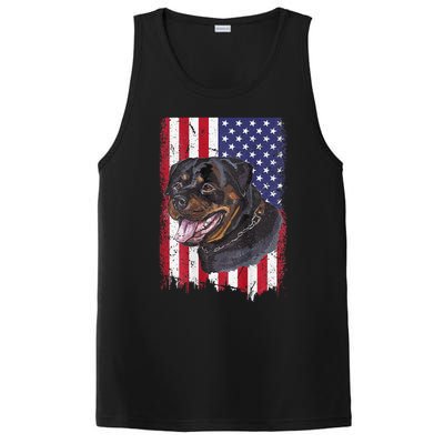 Vintage Rottweiler Dag Lover Father's Day USA American Flag PosiCharge Competitor Tank