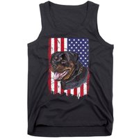 Vintage Rottweiler Dag Lover Father's Day USA American Flag Tank Top