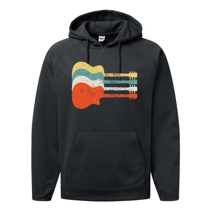 Vintage Retro Distressed Guitar Rock Music Fan Performance Fleece Hoodie