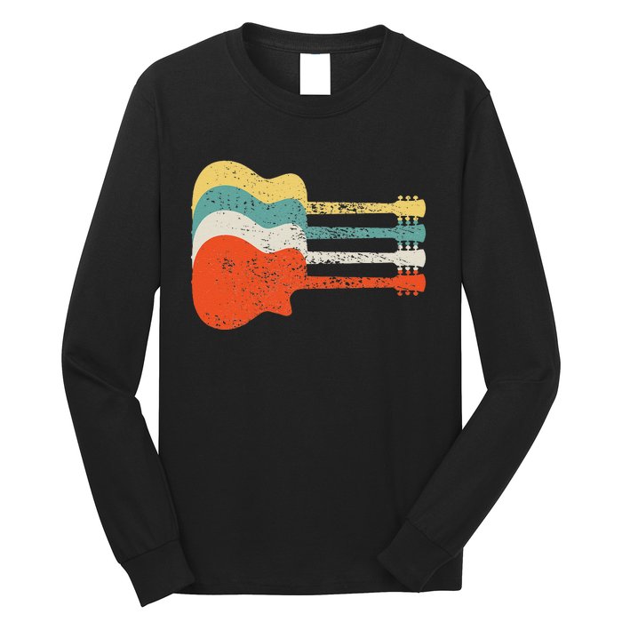 Vintage Retro Distressed Guitar Rock Music Fan Long Sleeve Shirt