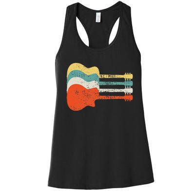 Vintage Retro Distressed Guitar Rock Music Fan Women's Racerback Tank