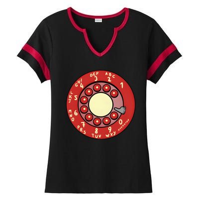 Vintage Rotary Dial Phone Ladies Halftime Notch Neck Tee