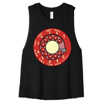 Vintage Rotary Dial Phone Women's Racerback Cropped Tank