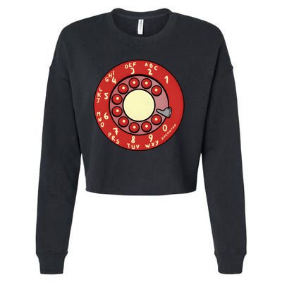 Vintage Rotary Dial Phone Cropped Pullover Crew